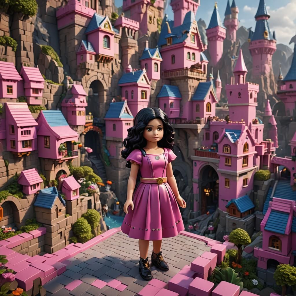 Girl in Legoland: Detailed Matte Painting