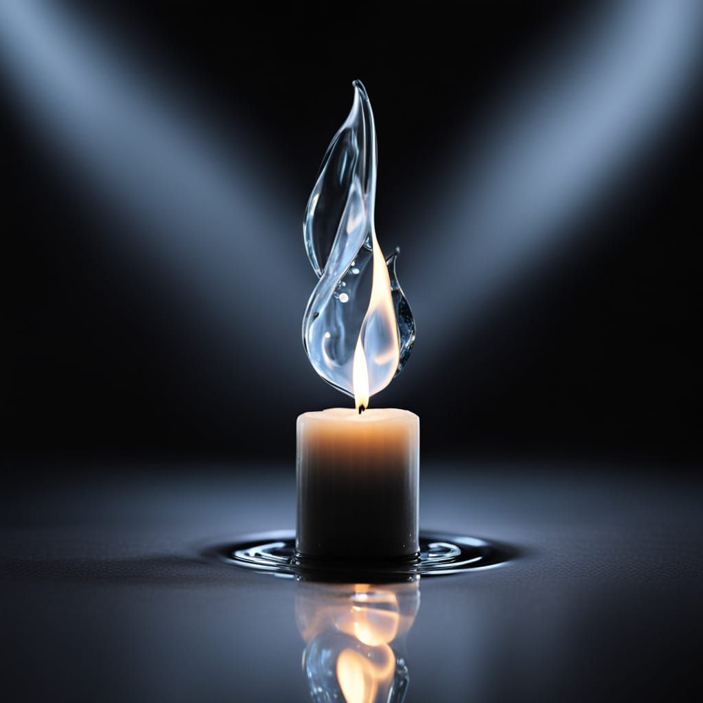 Crystal Water Flame on Extinguished Candle
