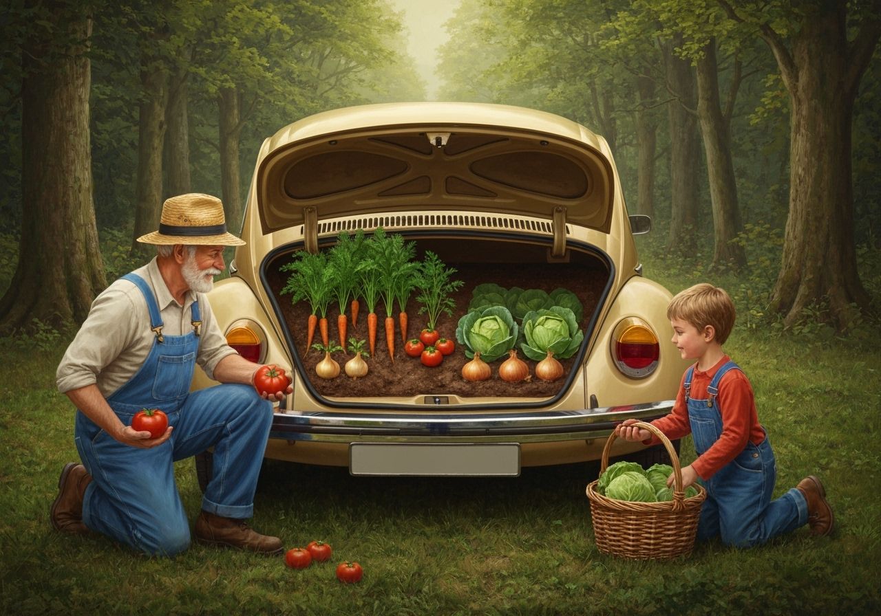 Farmer and Garden in Beetle Trunk