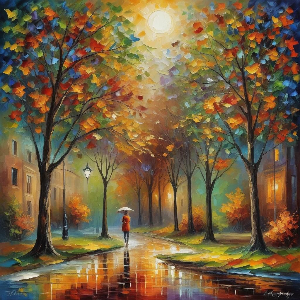 Abstract Expressionist Oil Painting with Palette Knife Textu...