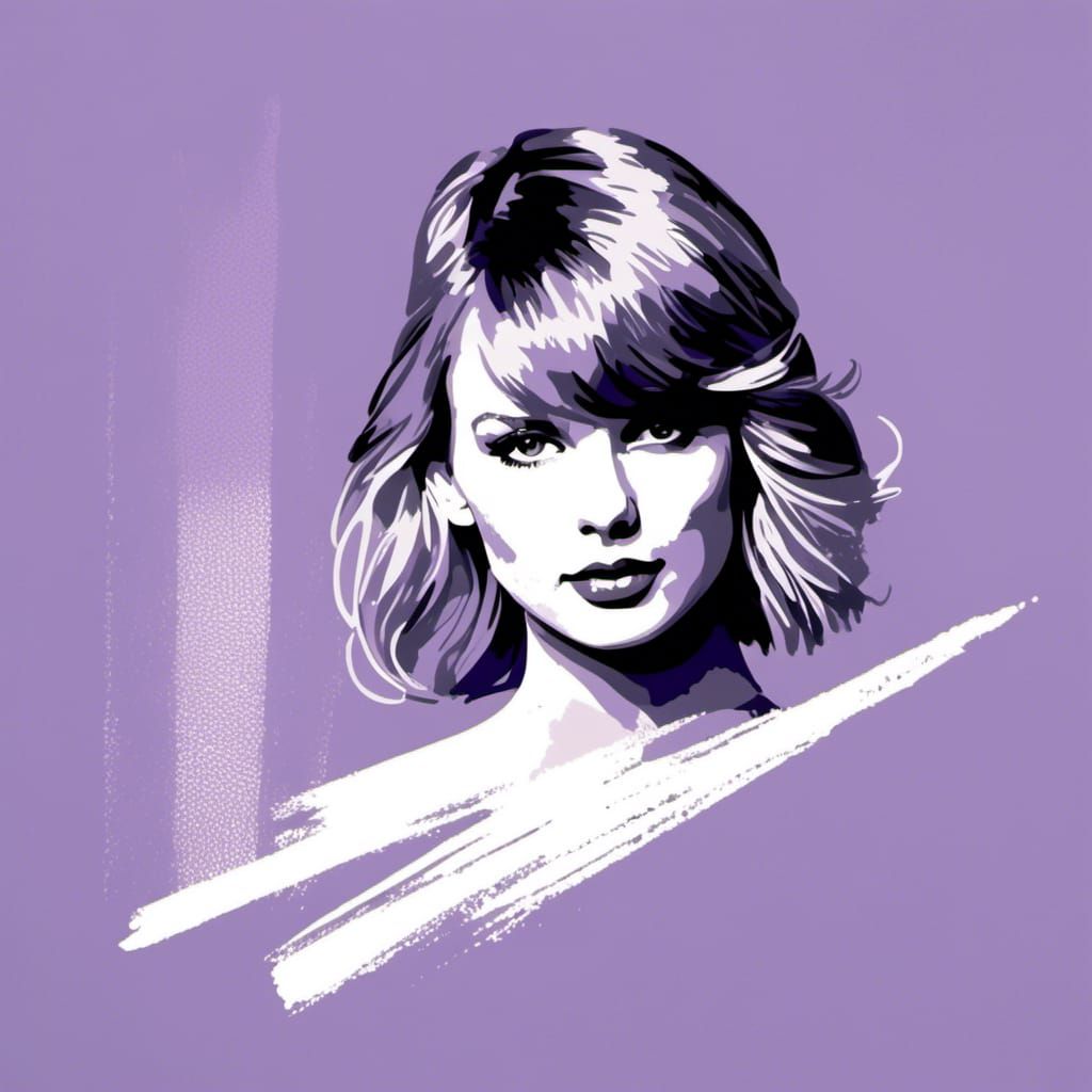 Minimalist Taylor Swift Portrait on Lavender Background