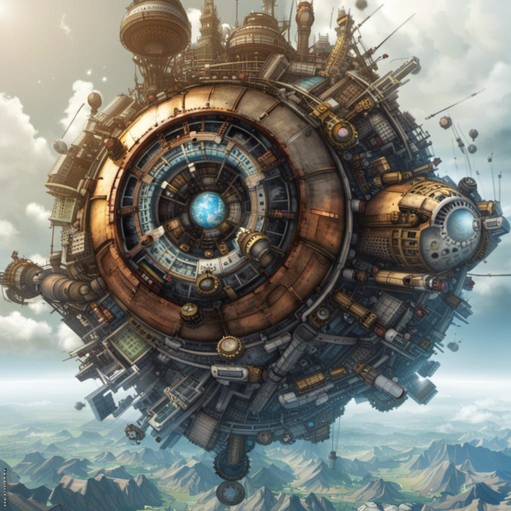 Steampunk Defense Orb Protecting Earth