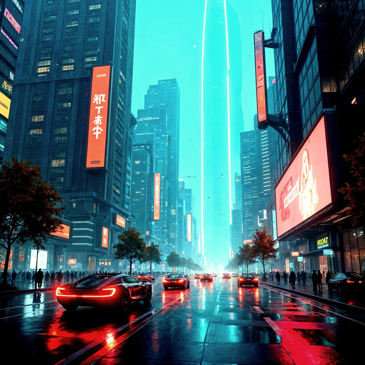 Futuristic Cityscape with Flying Cars in Hyperrealistic Styl...