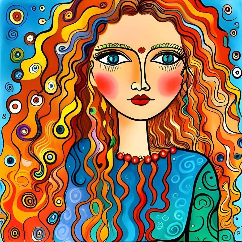 Golden Hair in Art Brut Style