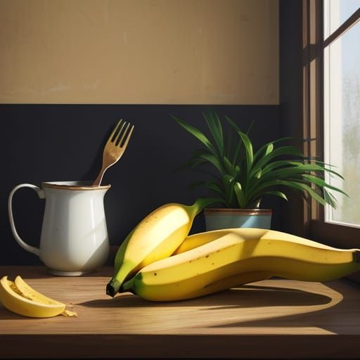 Banana in Warm Impressionist Light