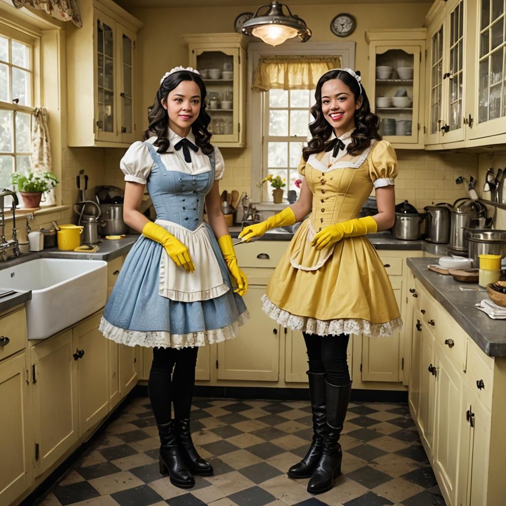 Young Stepford Wives in Vintage Kitchen Attire