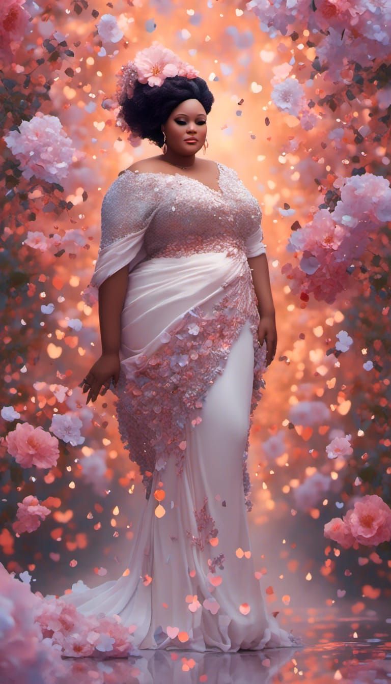 Graceful Plus Size Woman in Pastel Outfit