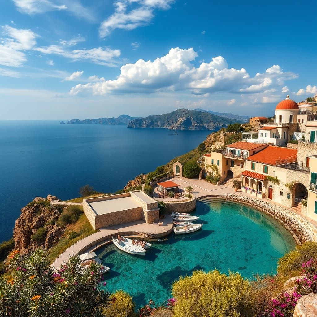 Photorealistic Greek Summer Landscape Masterpiece