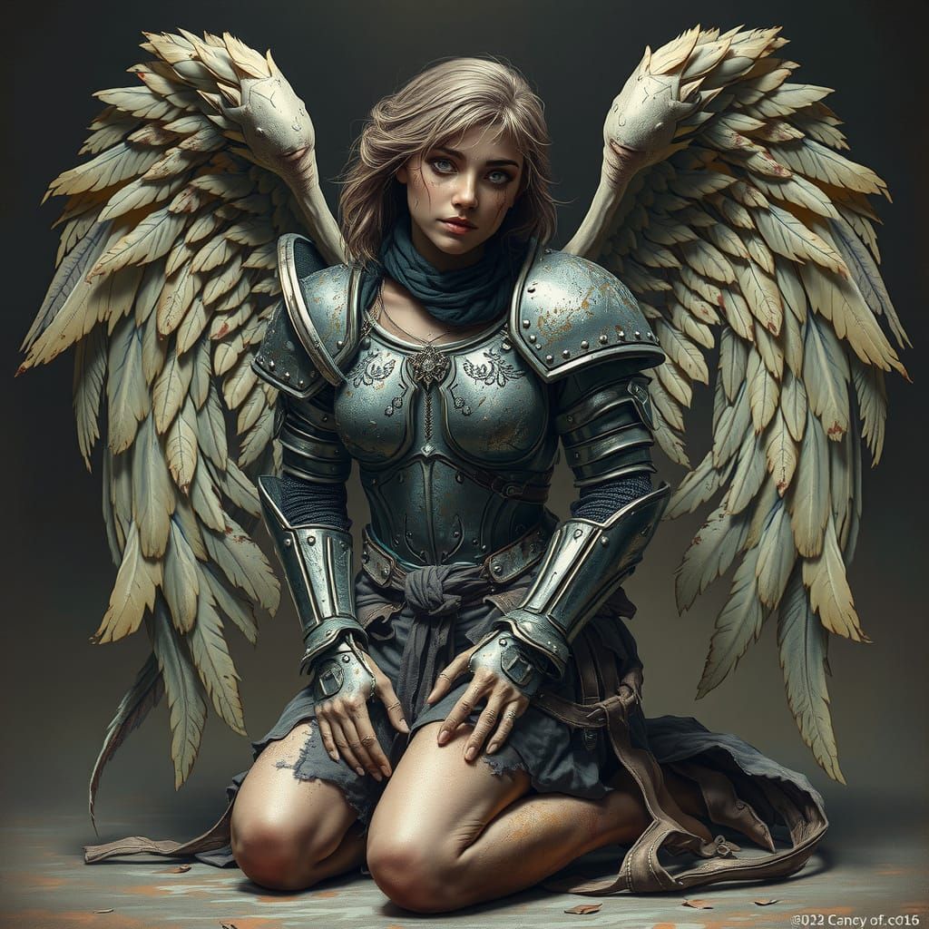 Weary Angel in Tattered Armor