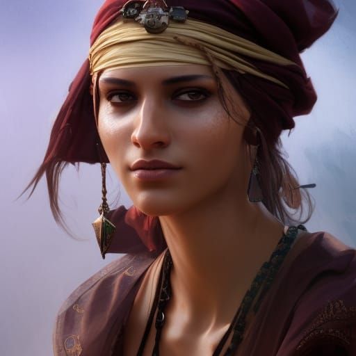 Arabian Pirate Mercenary Portrait in Digital Art Style