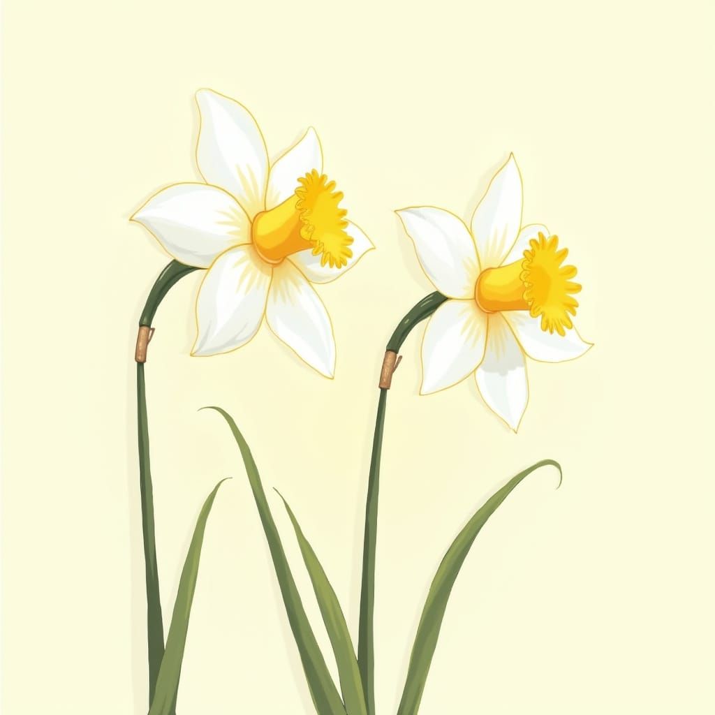 Swaying Daffodils in Hirschfeld's Bold Style