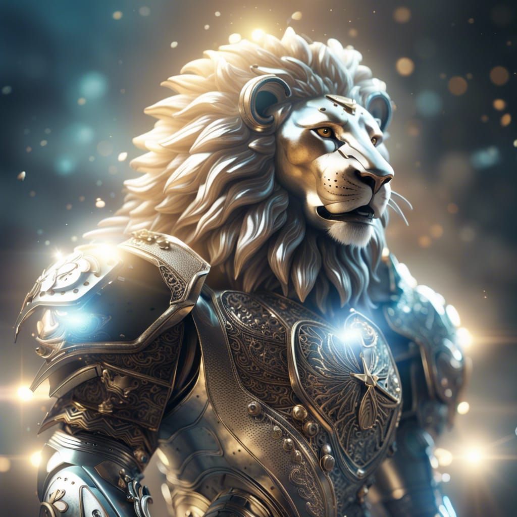 Armored Lion Warrior in Divine Sunshine