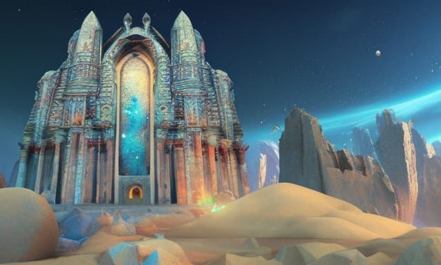 Astral Cosmic Church in Space: Digital Illustration