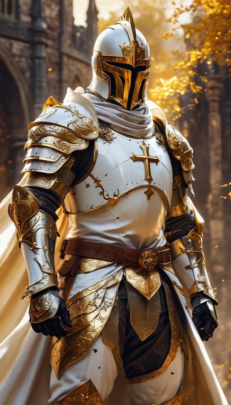 Heroic Knight in Golden Armor Poster Art