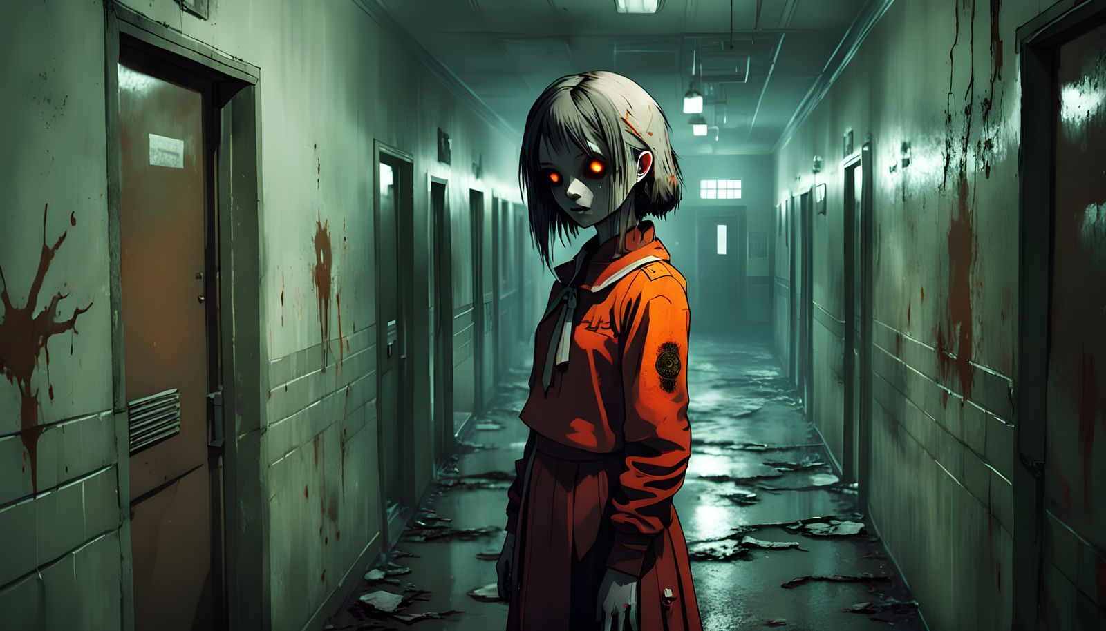 Haunting Schoolgirl in Crepuscular Decay