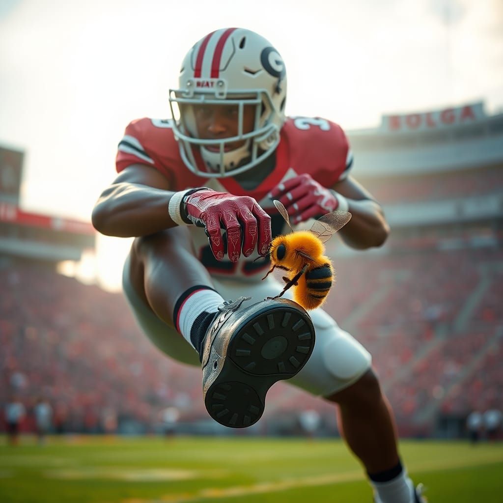 Georgia Bulldogs Football Squashes Bee in 3D Render