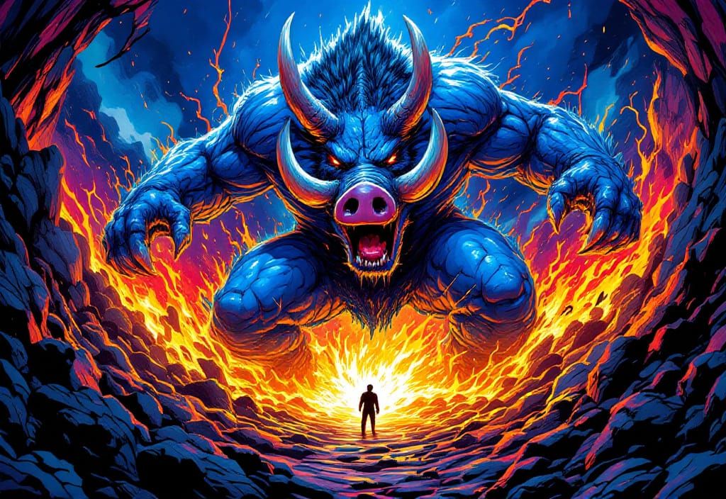 Colossal Demon Emerges from Infernal Abyss