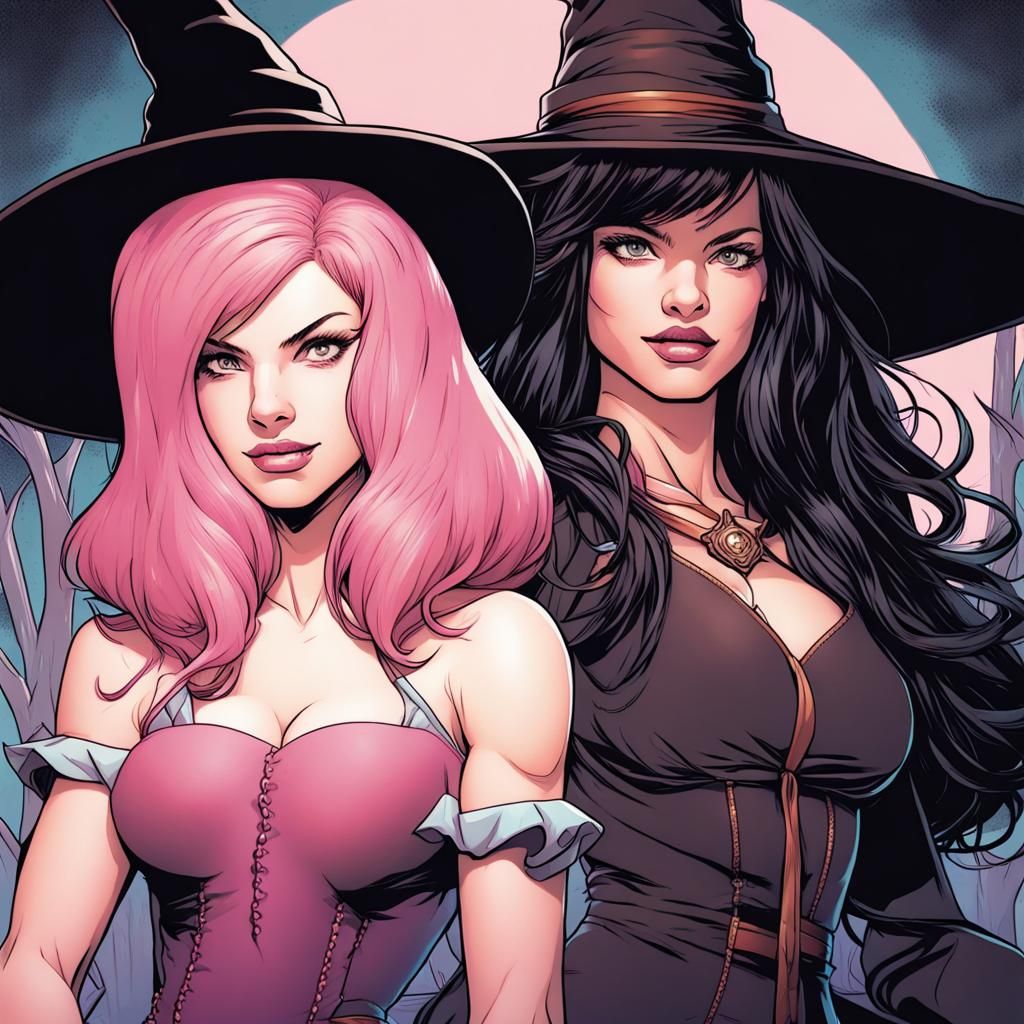 Comic Book Witches Conjuring Magic