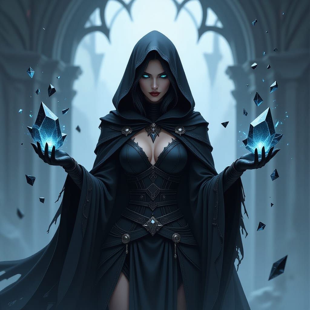 Dark Fantasy Sorceress in Gritty Comic Art Style