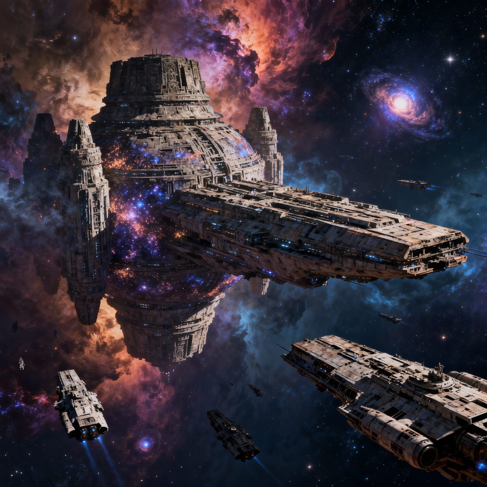 Colossal Alien Space Station in Cosmic Void