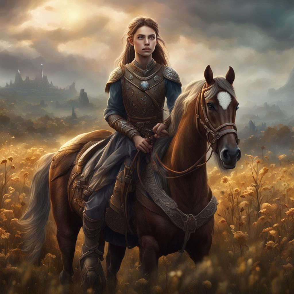 Half-Horse Half-Girl Mix in a Field: Detailed Digital Art