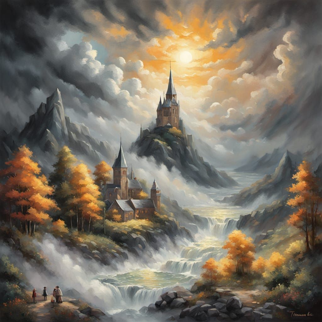 Wizard Controls Weather in Epic Impressionist Style