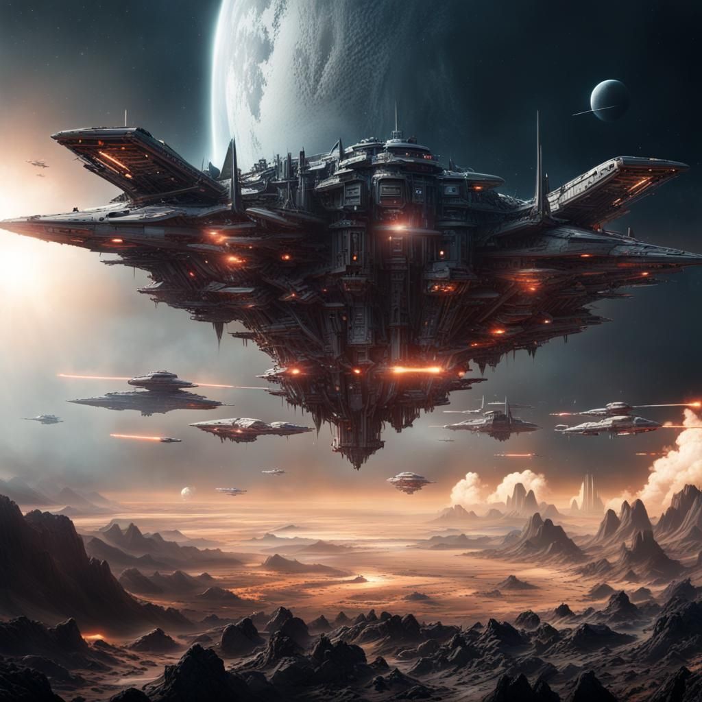 Epic Space War Scene: Digital Matte Painting