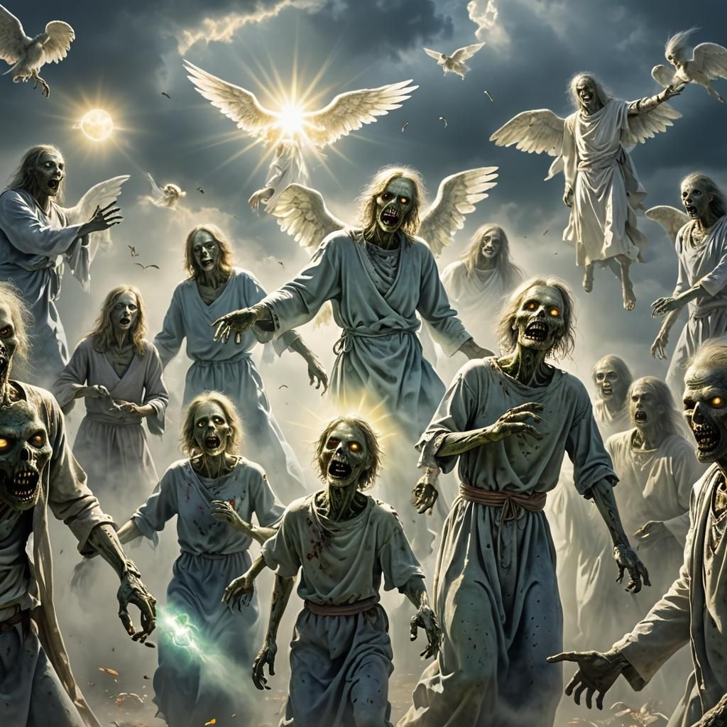 Silver Angel Purifies Zombies in Divine Light