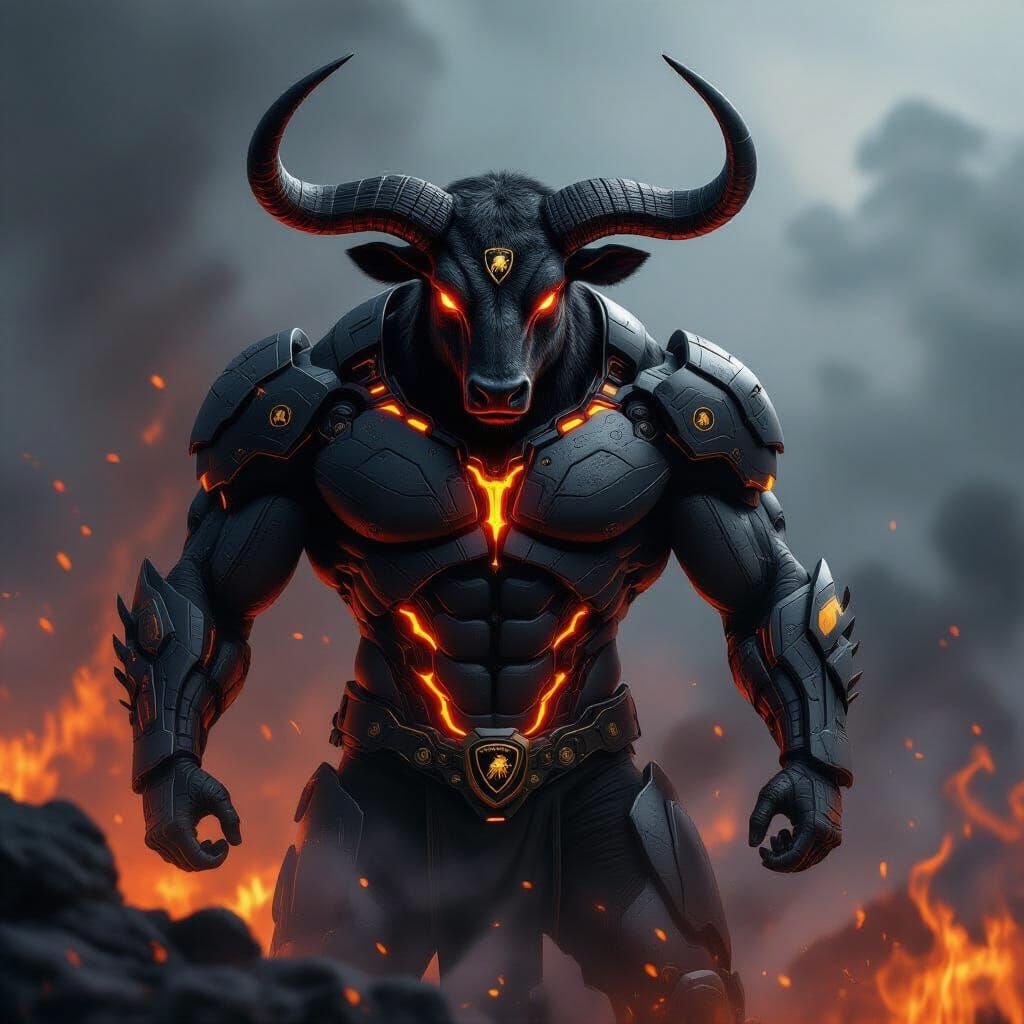 Minotaur-Lamborghini Hybrid with Cybernetic Armor