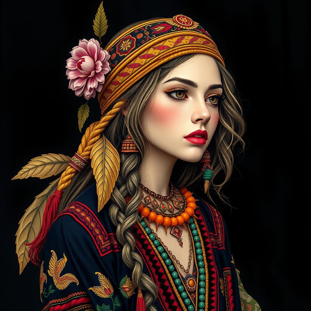 Surreal Bohemian Goddess in High Contrast Colors