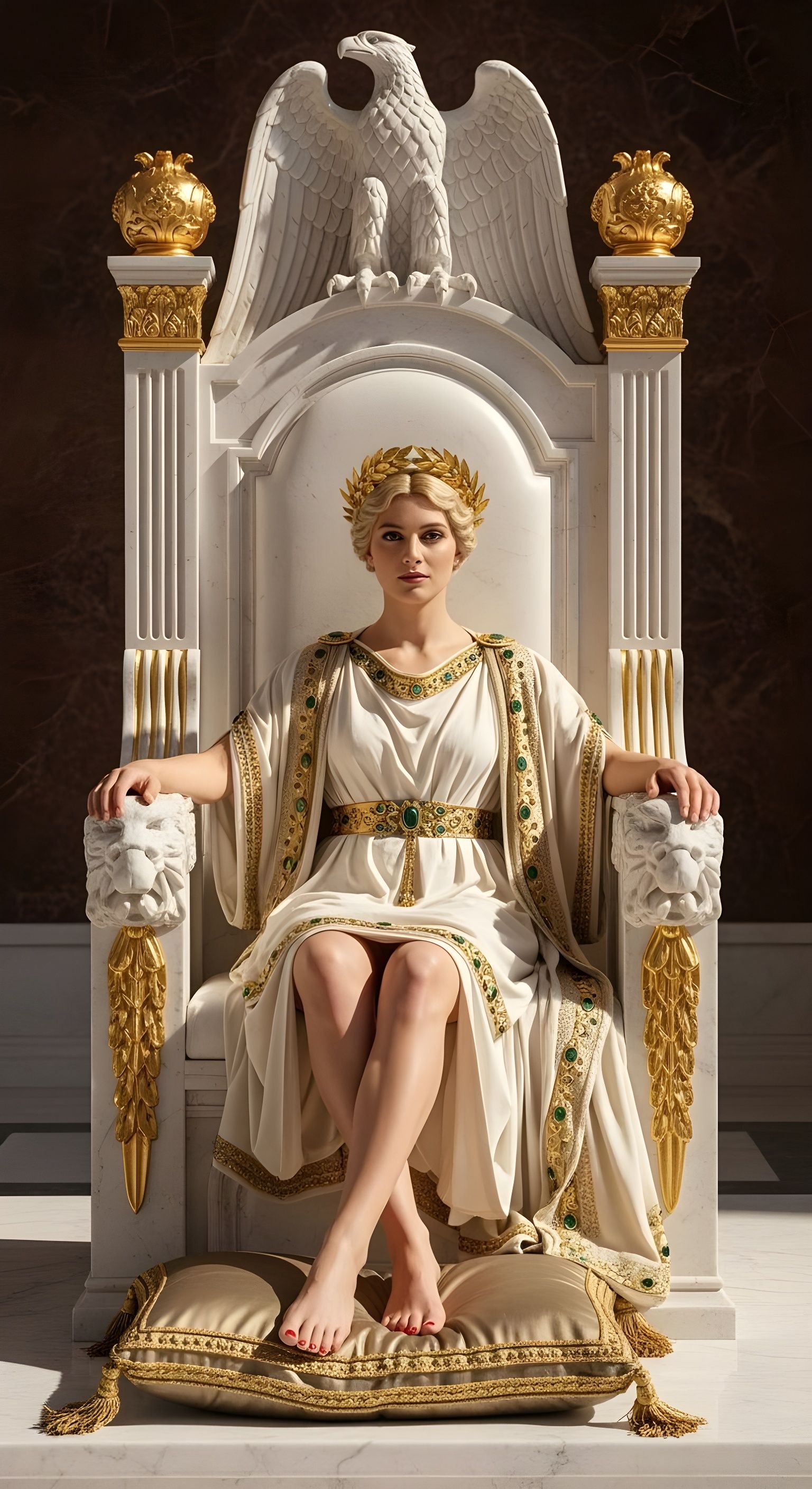 Empress Messalina on Marble Throne in Sunlight