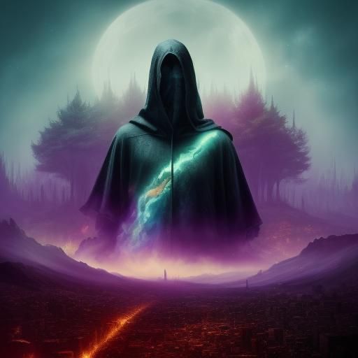 Hooded Figure in Dark Fantasy Forest Concept Art
