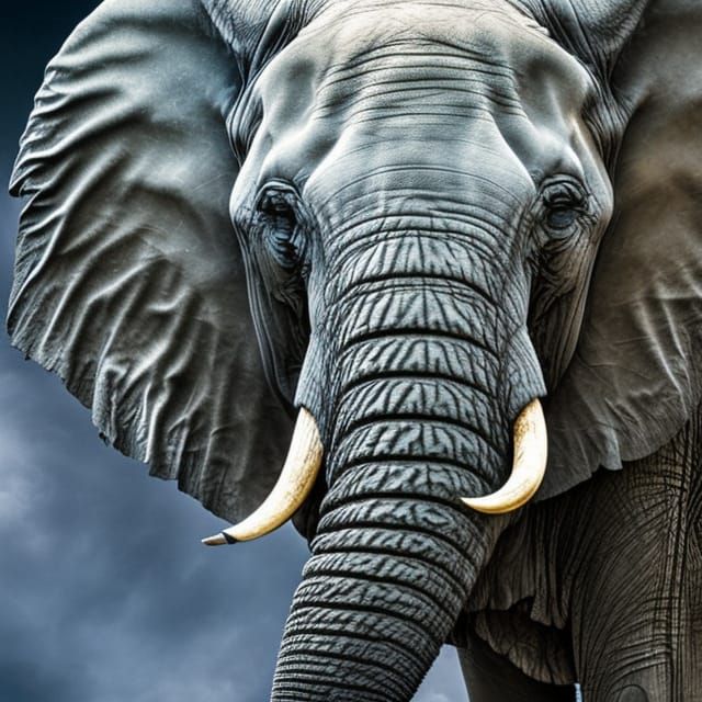 Gothic White Elephant Head in Fantasy Style