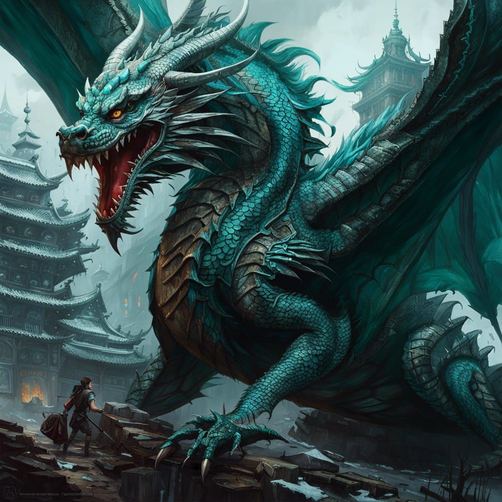 Flying Dragon with Emerald Eyes: Detailed Fantasy Art