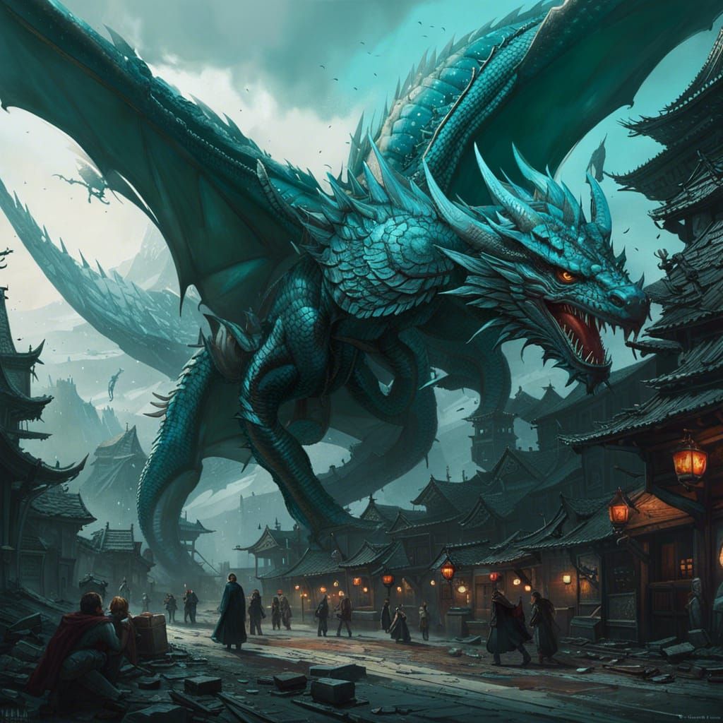 Majestic Flying Dragon in Hyperdetailed Fantasy Art