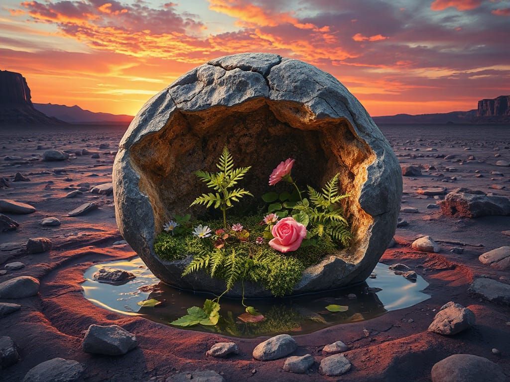 Miniature Forest Inside Meteorite Geode