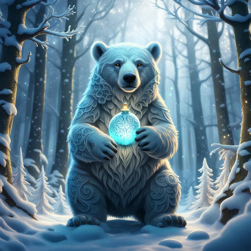 Mystical Snow Bear in Winter Wonderland