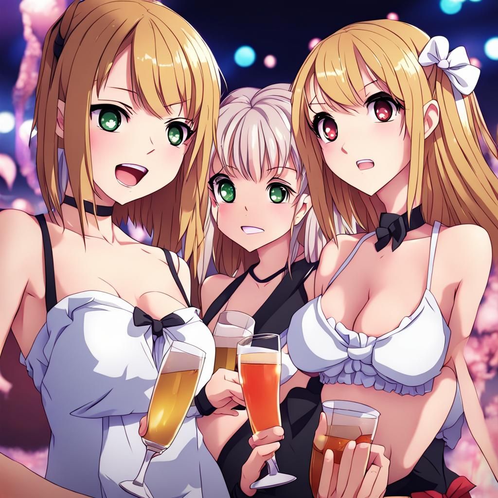 Anime Girls Celebrate at Party