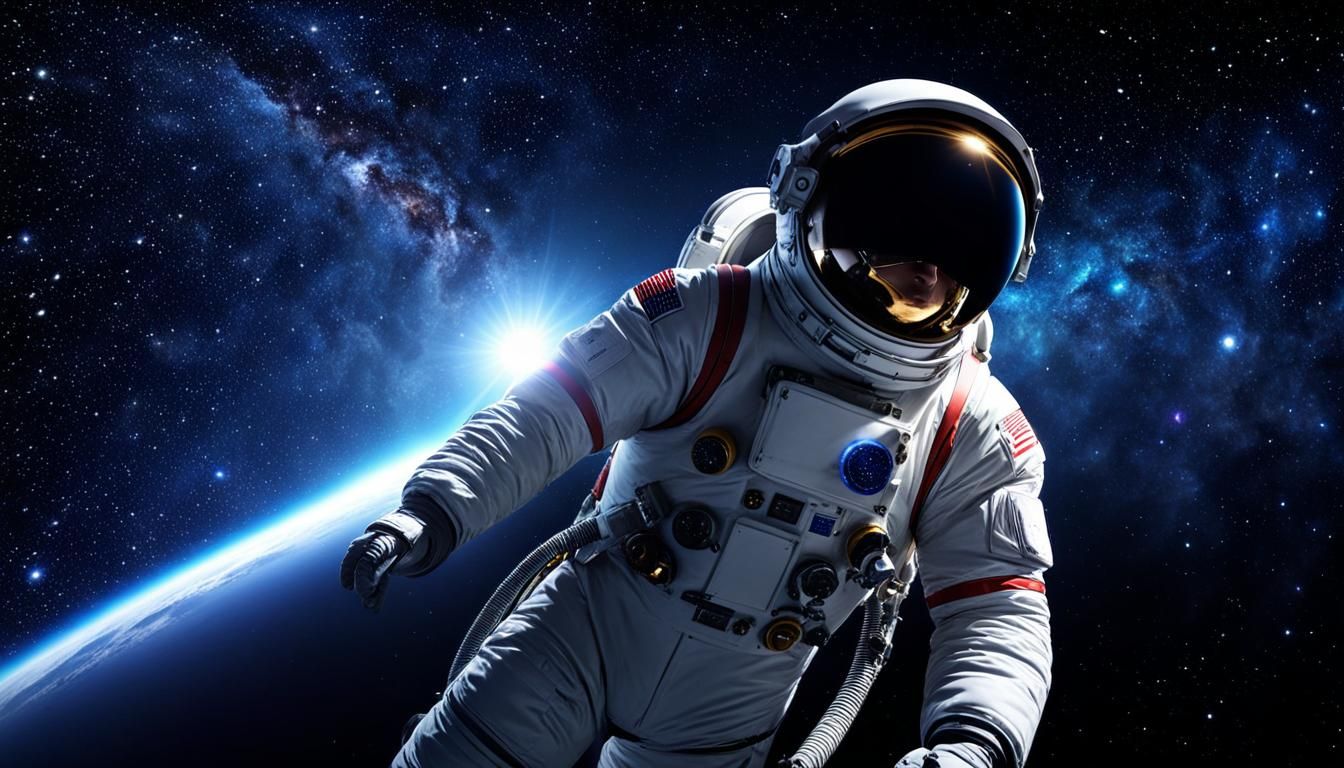 Astronaut Drifting in Deep Space Starscape