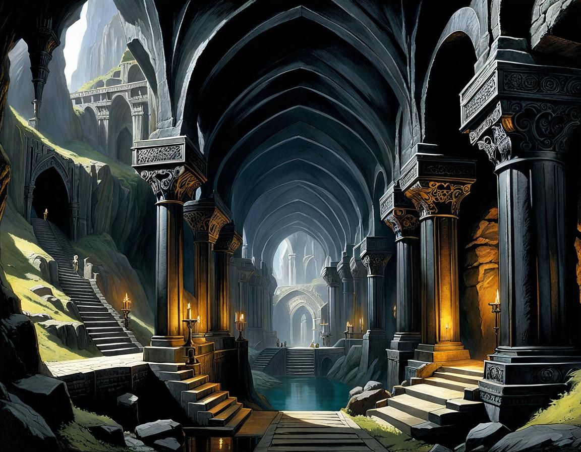Moria: Dwarven City Reimagined as Detailed Illustration
