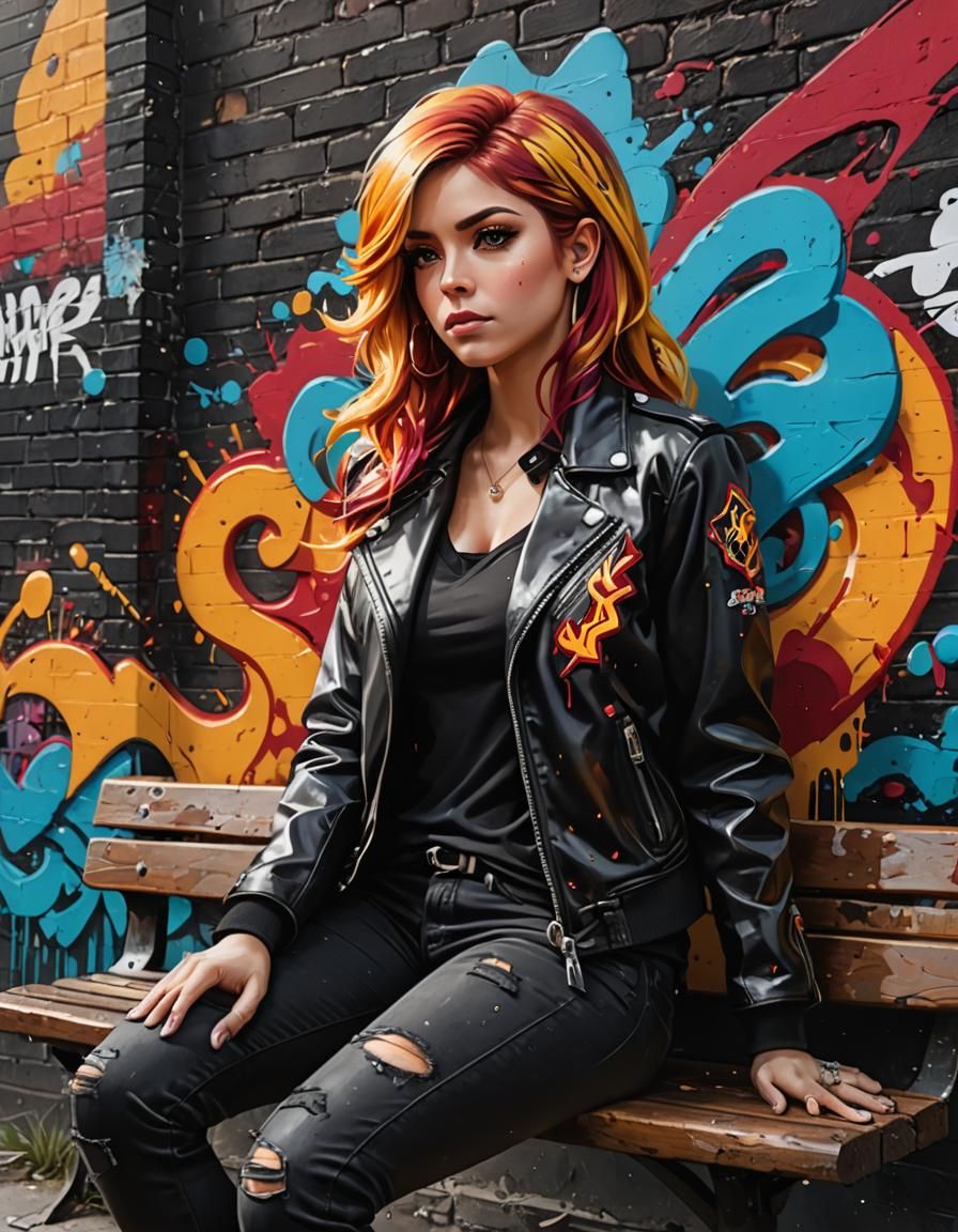 Sunset Shimmer in Graffiti Art Style