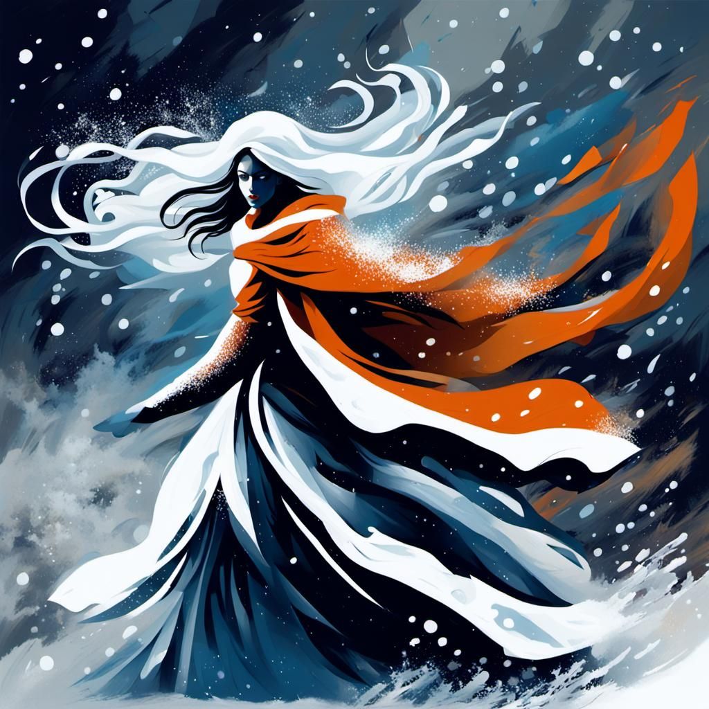 Snow Queen Blizzard: Fluid Brushwork Street Art