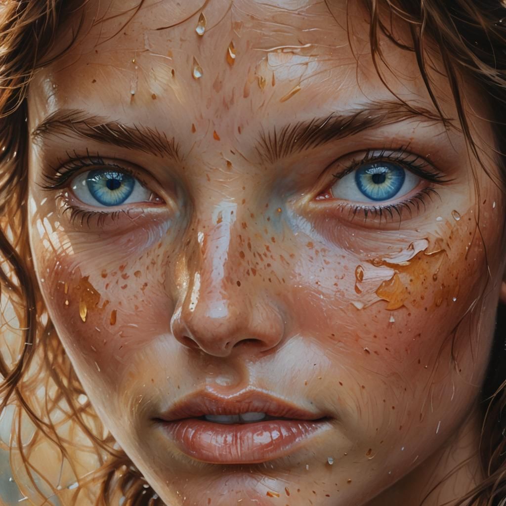 Portrait of Brunette with Ice Blue Eyes
