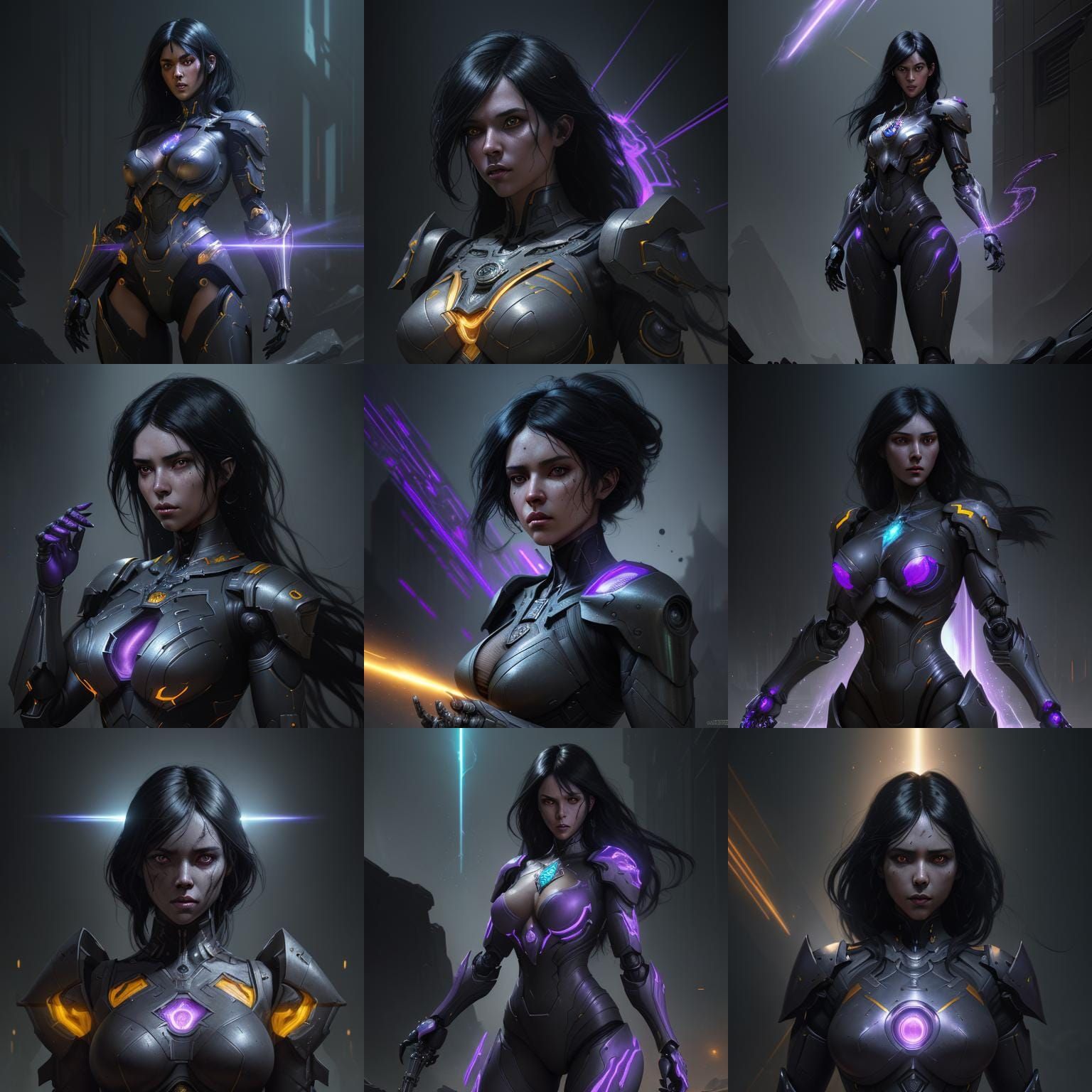 Militant Robot Woman with Laser, Dark Fantasy Art