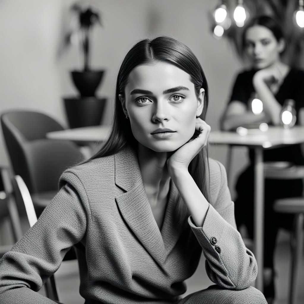 Elegant B&W Portrait of Danish Model in Studio