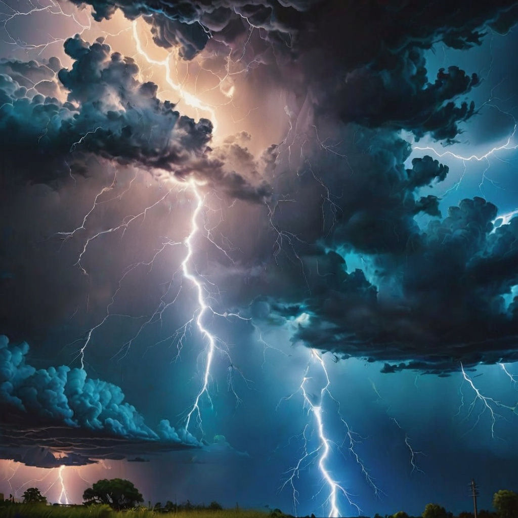 Dramatic Lightning Display in the Night Sky