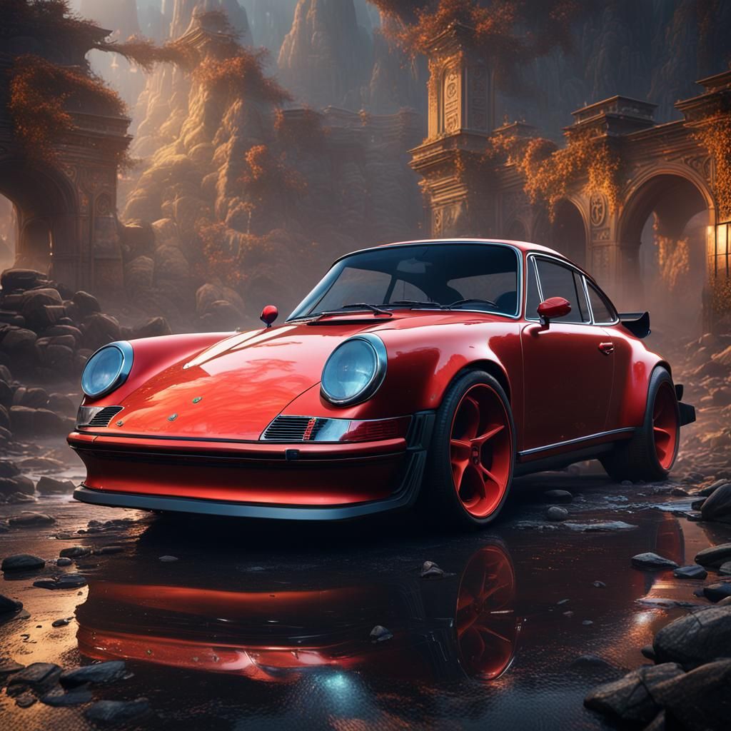 Detailed Matte Painting of Porsche 911