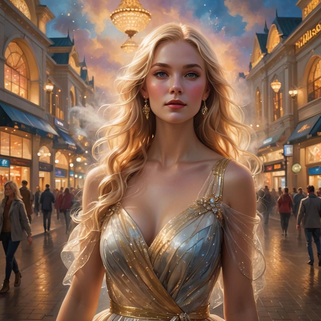 Radiant Socialite in Ethereal, Dreamy Portrait