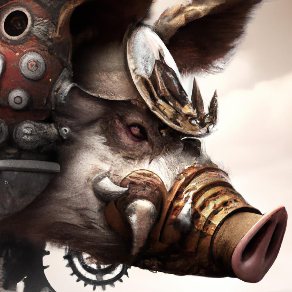 Steampunk Boar Head: Epic Digital Matte Painting