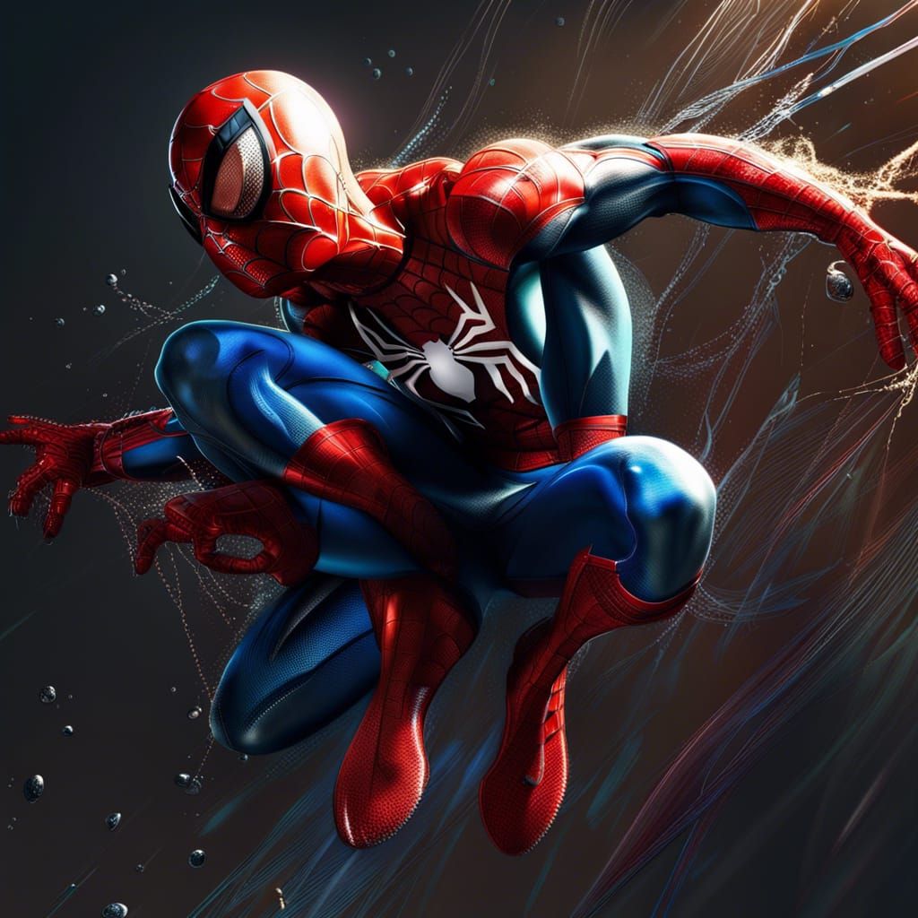 Hyperrealistic Spider-Man Splash Art Concept